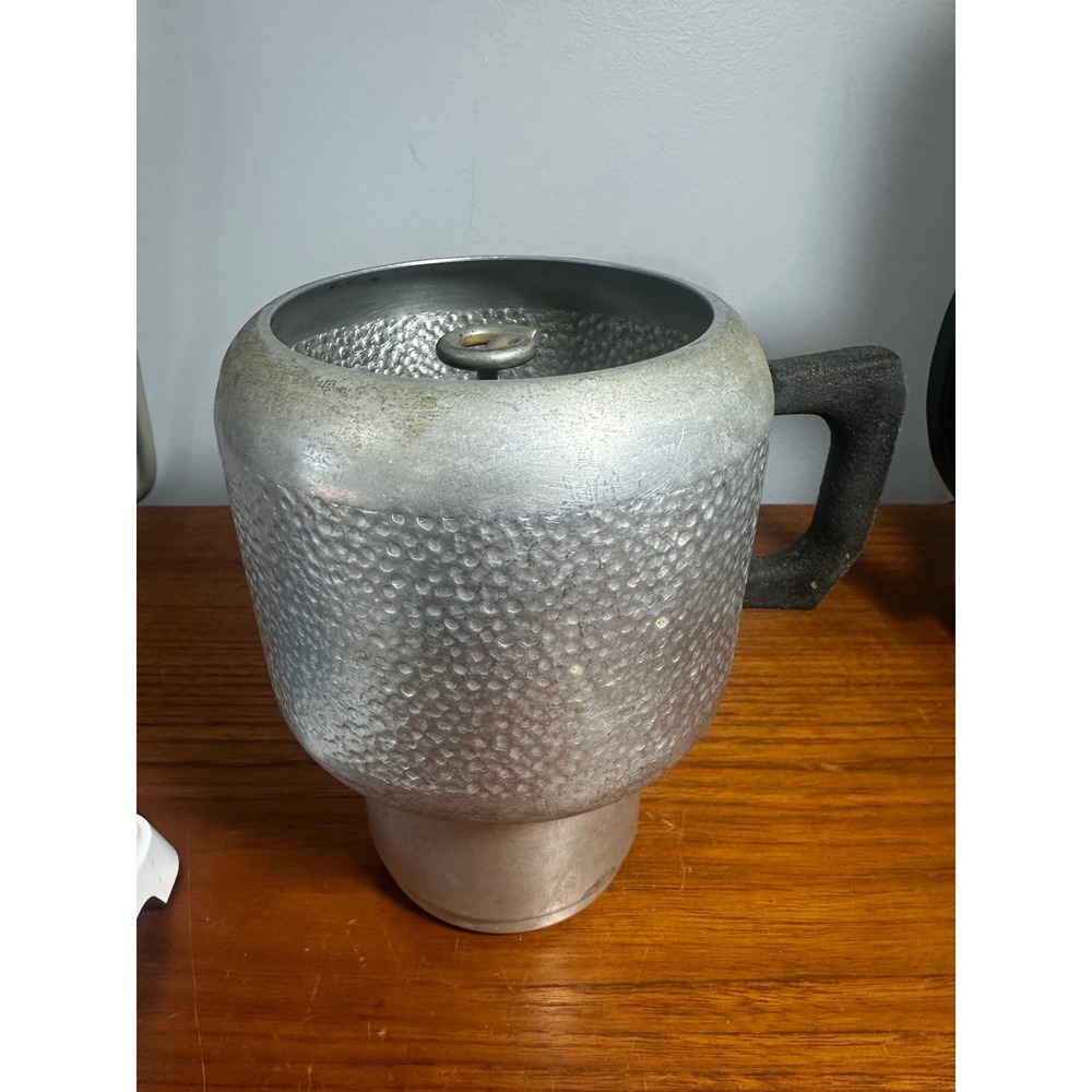 Vintage Hammered Aluminum Coffee Percolator Pot only  pat. 1570807 Black Handle